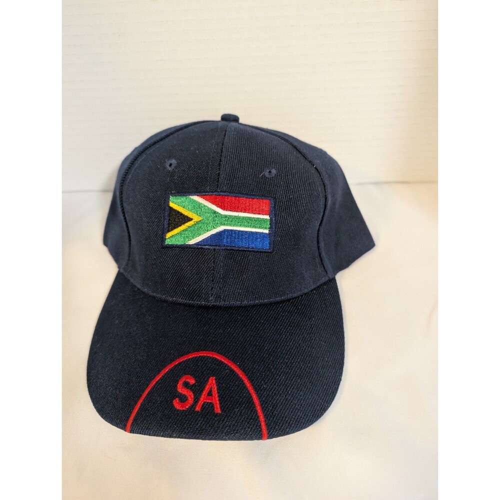 South Africa Flag Adjustable Strap Back Adult DARK BLUE Cap/Hat   EUC